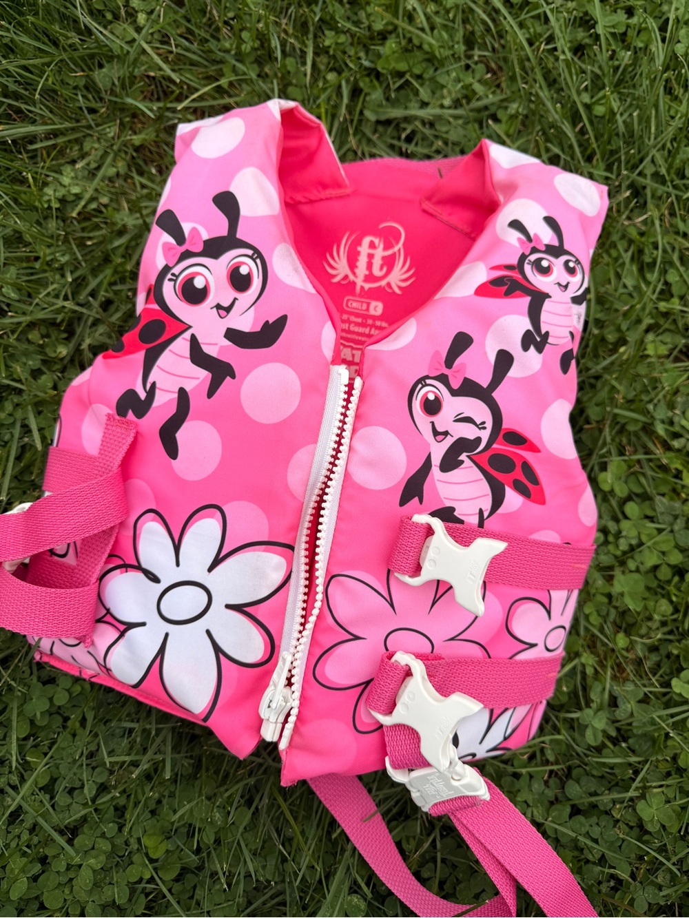 Kids Pink Ladybug Life Jacket Floatation Vest
